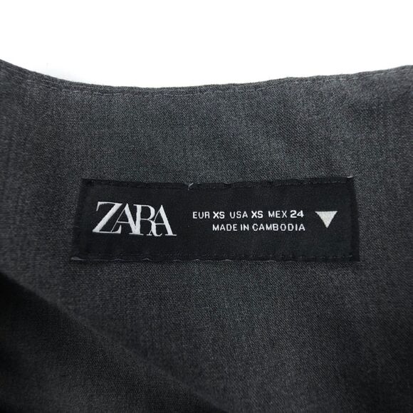 NEW Zara 90s Box Pleated Belted Micro Mini Skirt Skort Low Rise Gray Academia XS - Picture 2 of 9